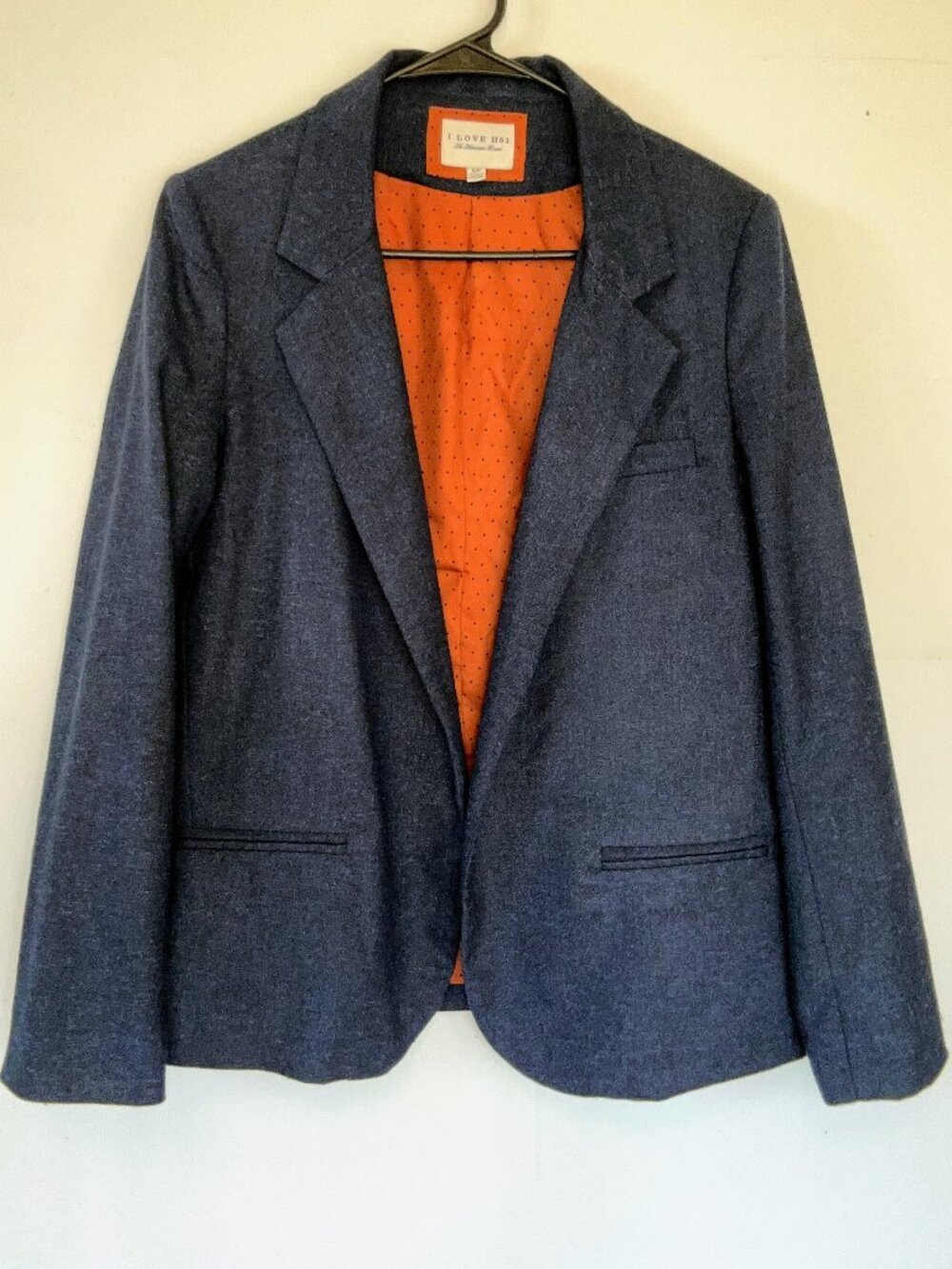 I Love H81 Navy and Black Open Front Blazer